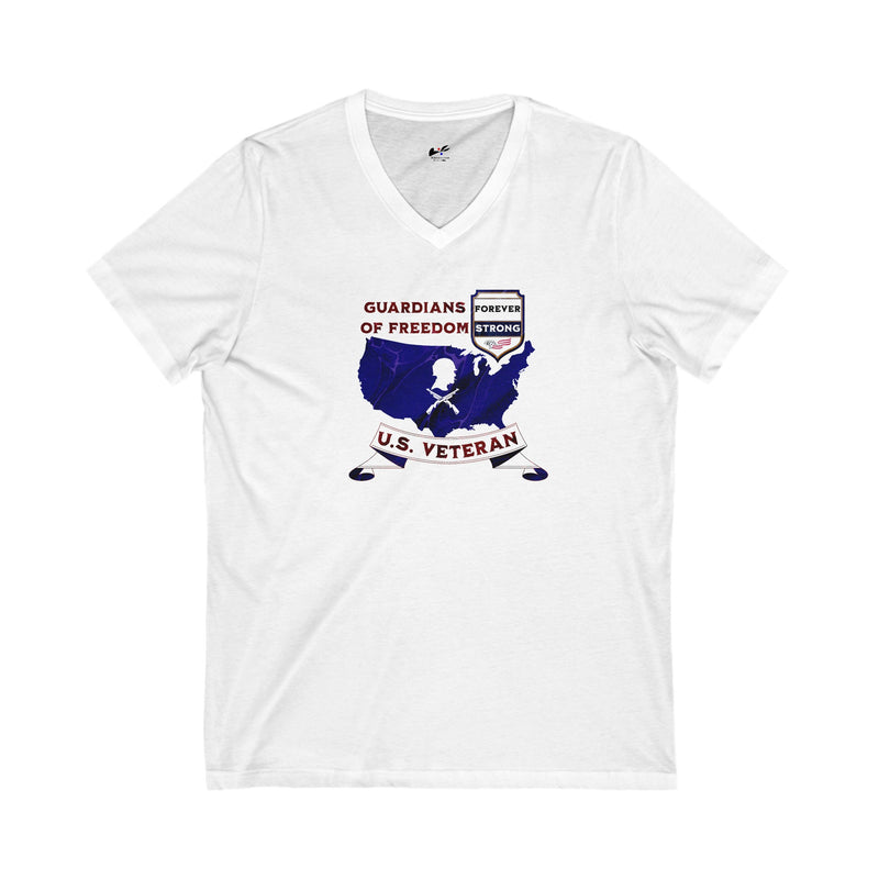 'Guardian Of Freedom, U.S. Veteran -Forever Strong-.' Unisex Jersey Short Sleeve V-Neck Tee.