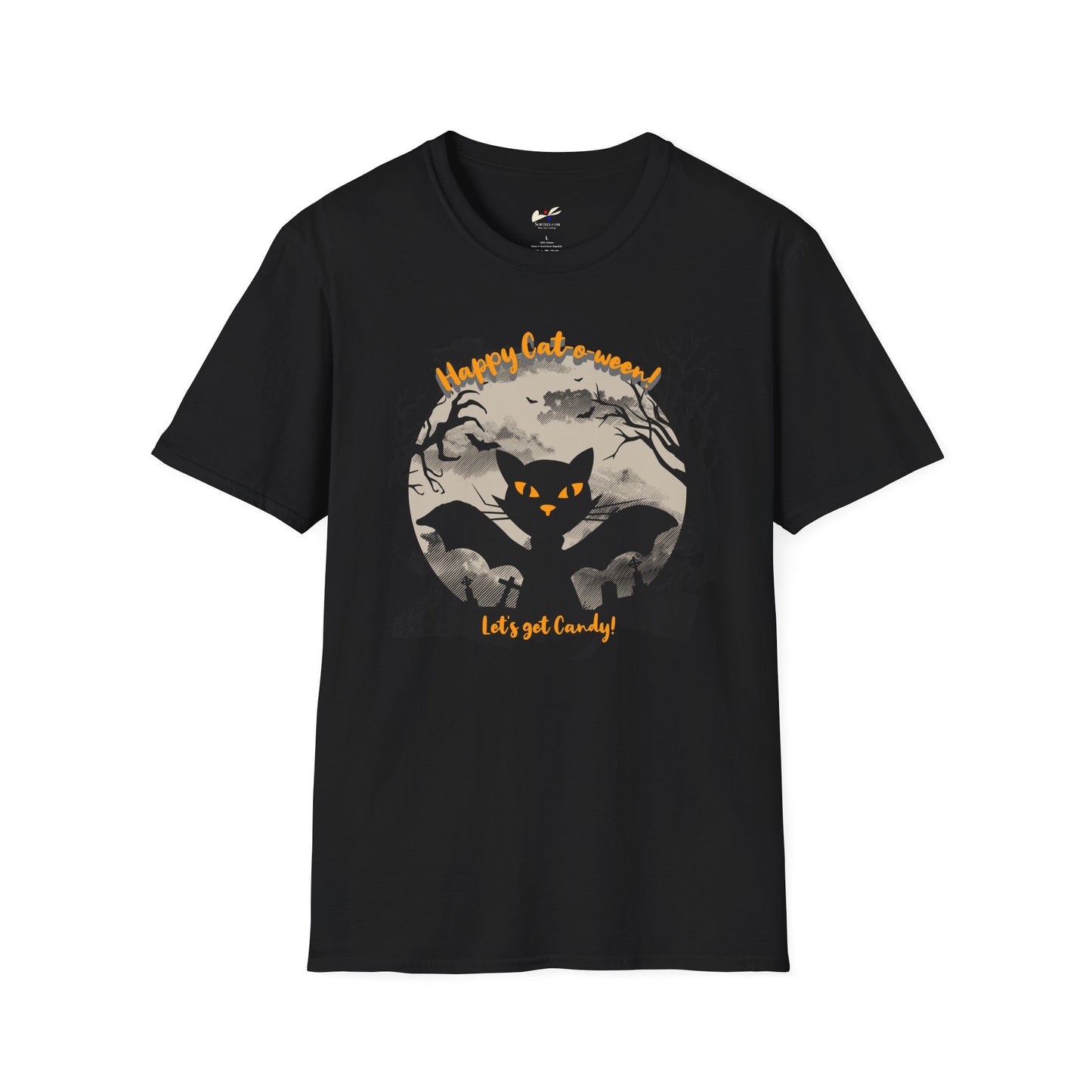 'Happy Cat-o-ween! Let's get Candy! Unisex Softstyle T-Shirt