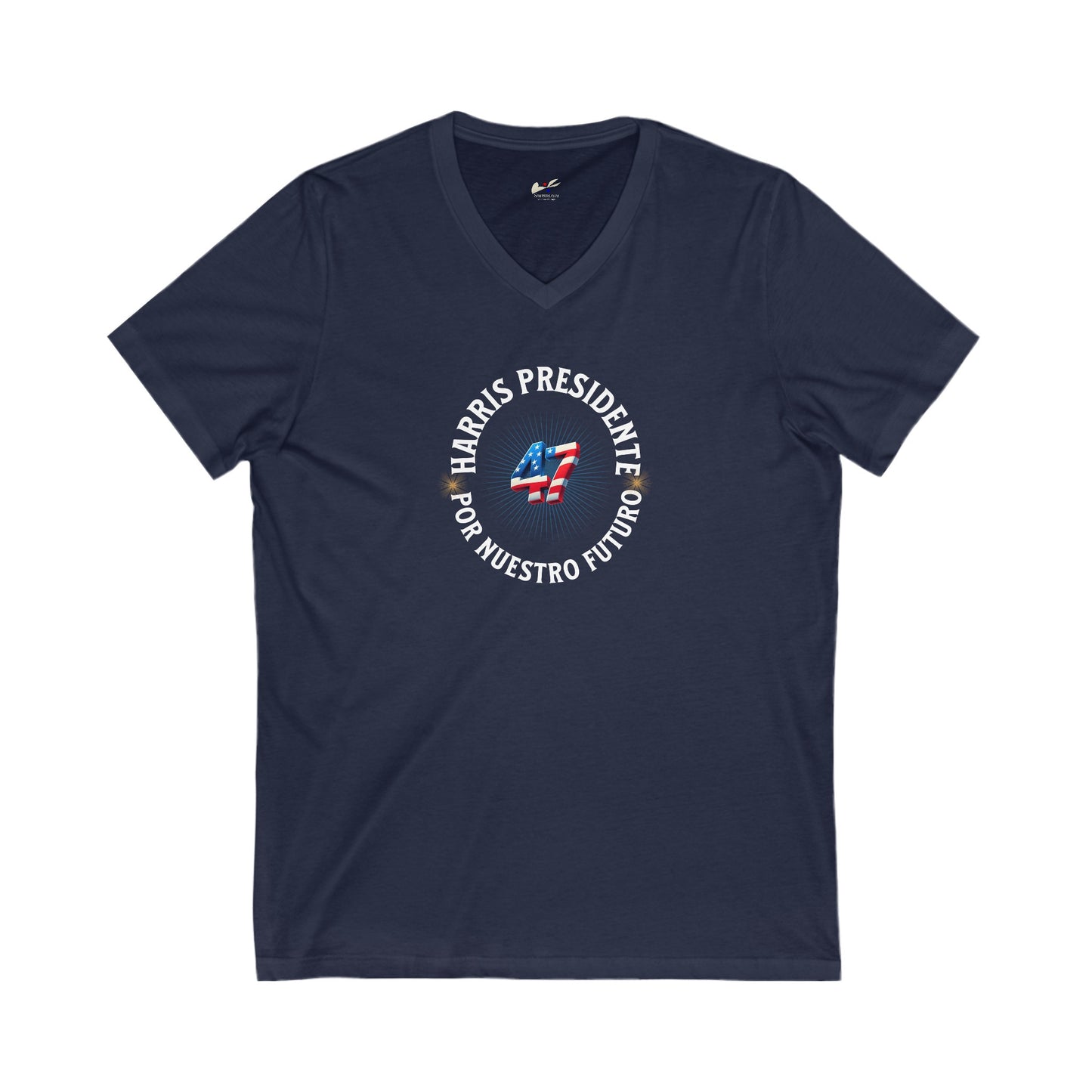 'Harris Presidente -47- Por Nuestro Futuro' Unisex Jersey Short Sleeve V-Neck Tee.