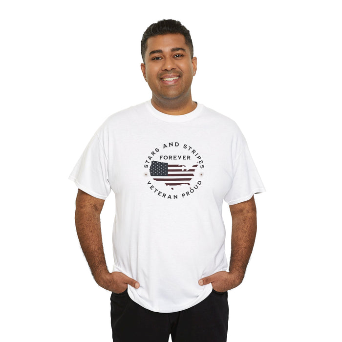 ' Stars and Stripes Forever -Veteran Proud-'. Unisex Heavy Cotton Tee.
