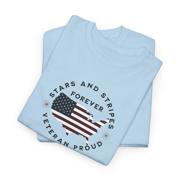 ' Stars and Stripes Forever -Veteran Proud-'. Unisex Heavy Cotton Tee.