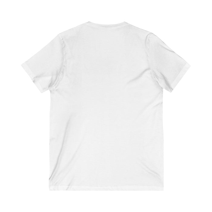 Gather and Give Thanks with Friends and Family' Unisex Jersey Short Sleeve V-Neck Tee.