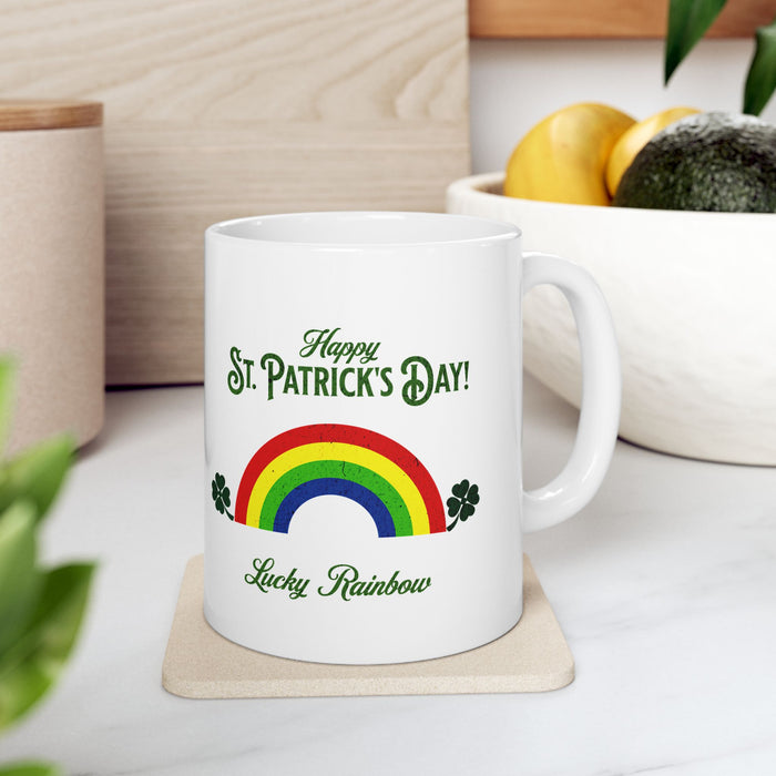 'Happy St. Patrick's Day...Lucky Rainbow' White Ceramic Mug 11oz.