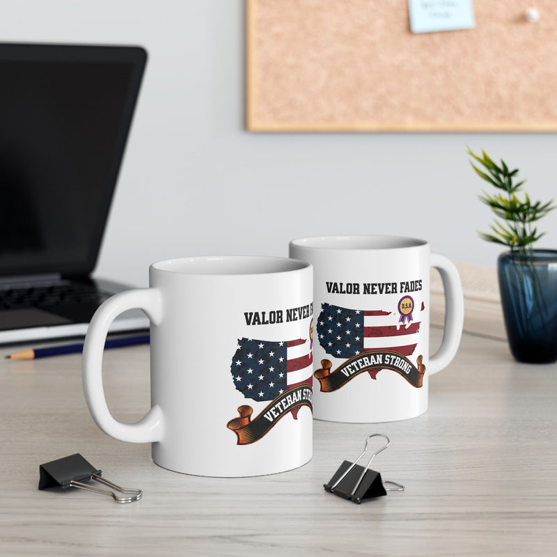 'Valor Never Fades...Veteran Strong' White Ceramic Mug 11oz