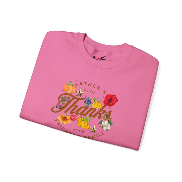 'Gather and Give Thanks with Friends and Family' Unisex Heavy Blend™ Crewneck Sweatshirt.