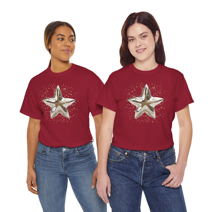 Christmas Star image Unisex Heavy Cotton Tee.