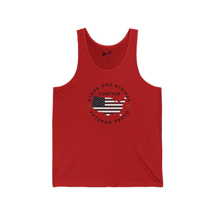 'Stars and Stripes Forever  -Veteran Proud-.' Unisex Jersey Tank.