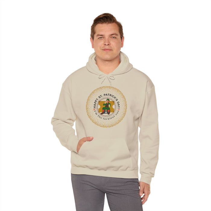 'Happy St. Patrick's Day! I am the luckiest one!' Unisex Heavy Blend™ Hooded Sweatshirt.