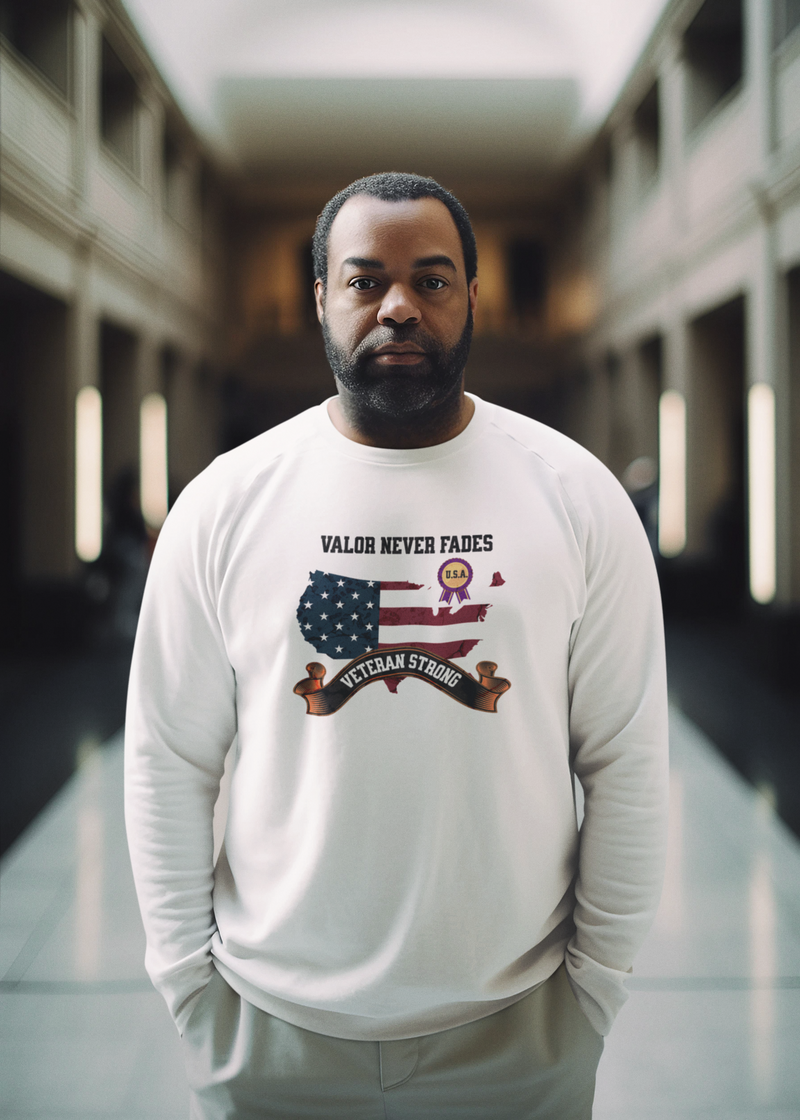 'Valor Never Fades, Veteran Strong' Unisex Heavy Blend™ Crewneck Sweatshirt.