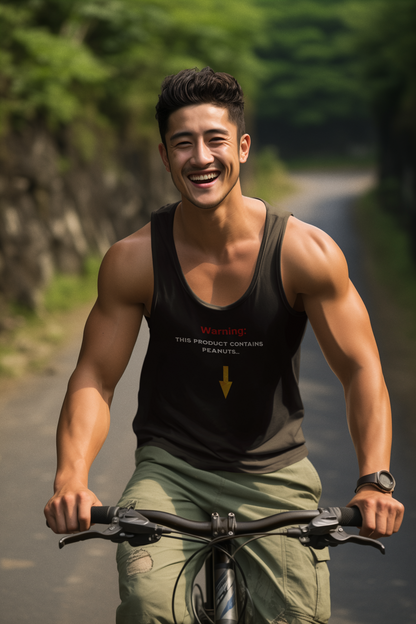 'Warning: This product contains peanuts...' Unisex Jersey Tank.