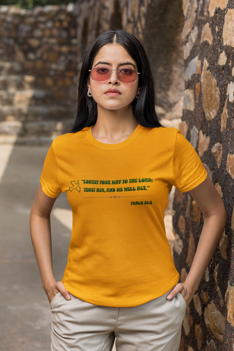 "Commit Your Way To The Lord; Trust Him, and He will Act".   Psalm 37:5 Unisex Heavy Cotton Tee.