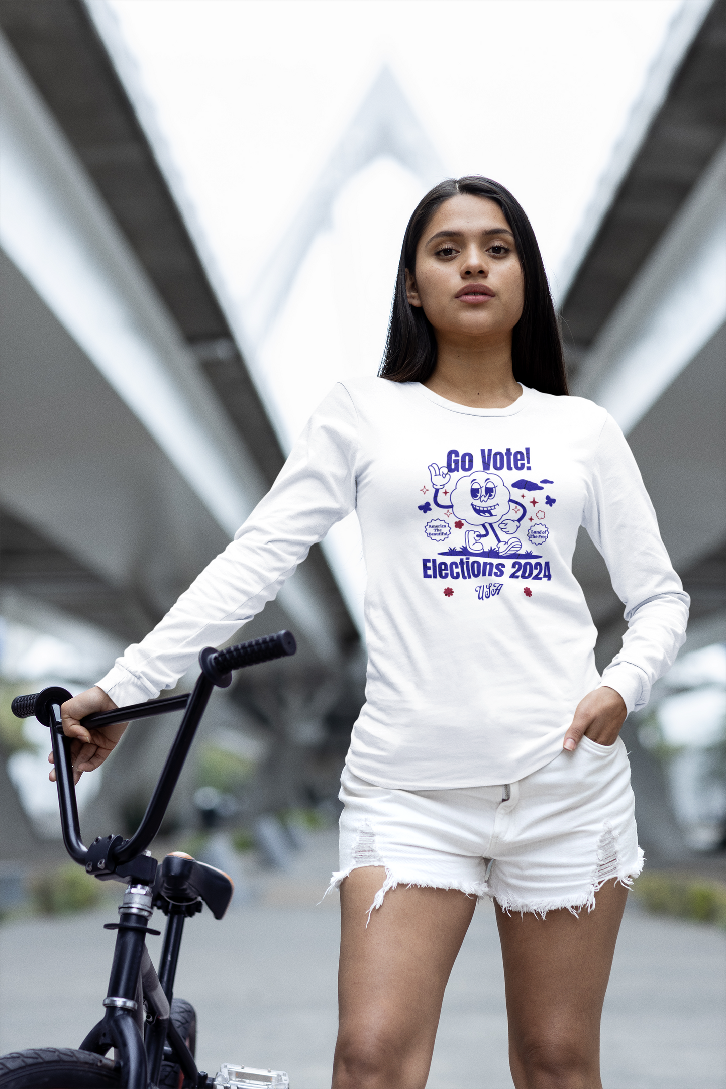 'Go Vote! Elections 2024 *USA*' Unisex Ultra Cotton Long Sleeve Tee.