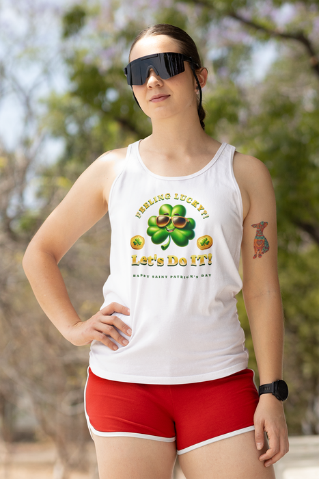 'Feeling Lucky?! Let's Do It! Happy Saint Patrick's Day' Unisex Jersey Tank.