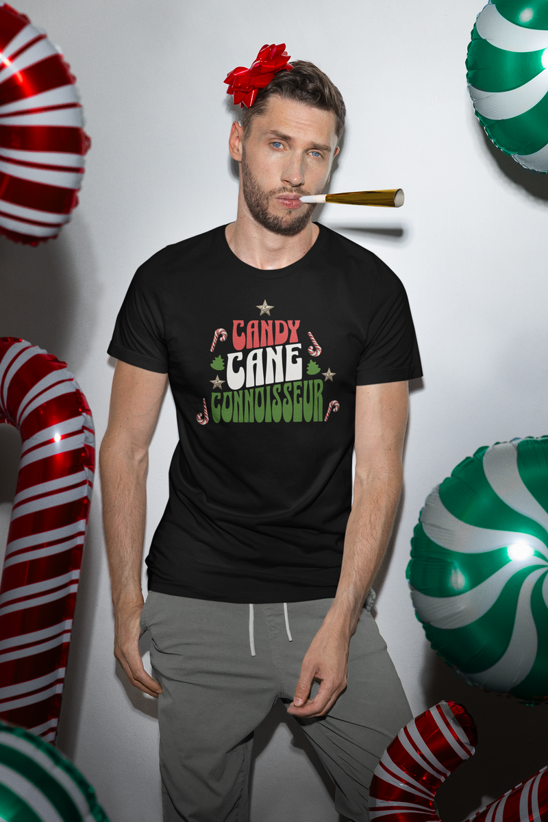 'Candy Cane Connoisseur' Unisex Heavy Cotton Tee.
