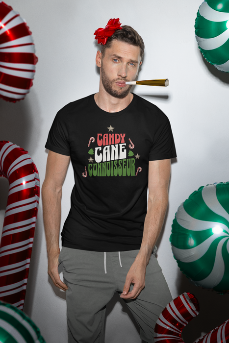 'Candy Cane Connoisseur' Unisex Heavy Cotton Tee.