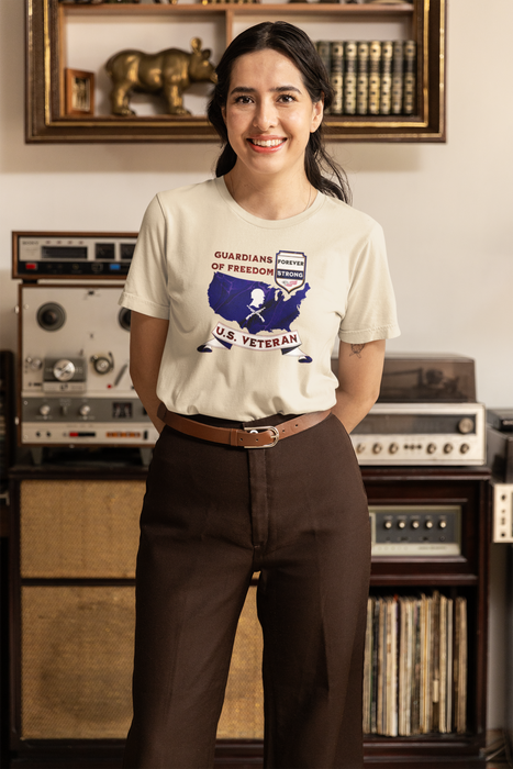'Guardian Of Freedom, U.S. Veteran -Forever Strong-.' Unisex Cotton Tee.