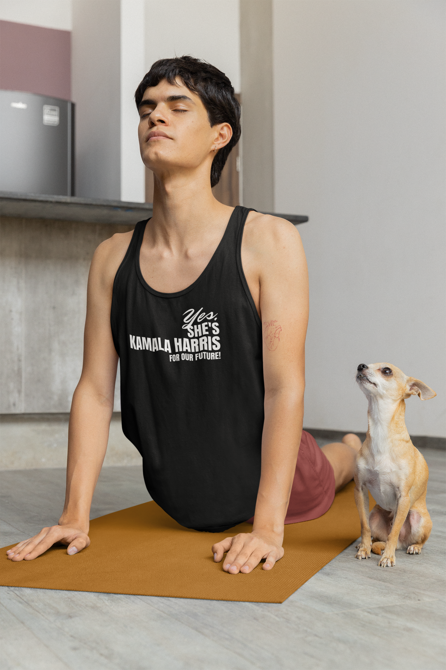 'Yes, She's Kamala Harris For Our Future!'. Unisex Jersey Tank.