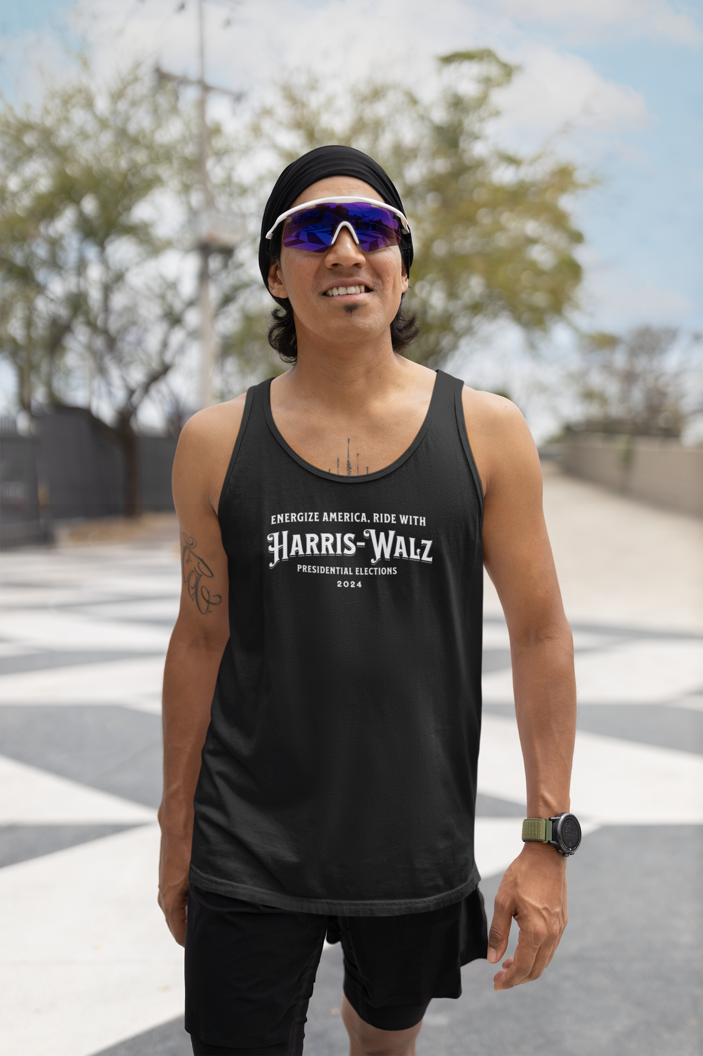 'Energize America, Ride With Harris-Walz! Presidential Elections 2024.' Unisex Jersey Tank