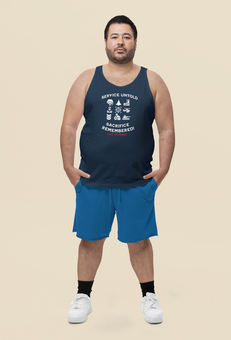'Service Untold, Sacrifice Remembered! -U.S. Veteran.-' Unisex Jersey Tank.