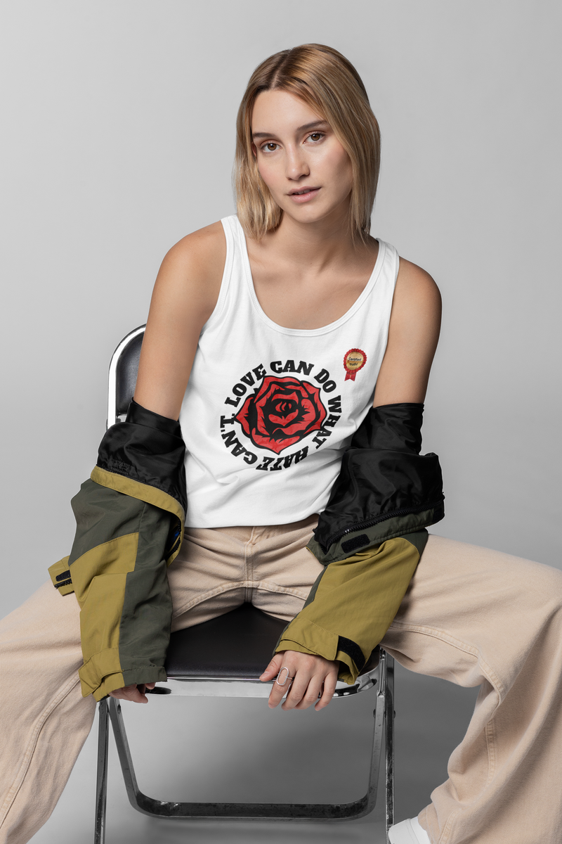 'Love Can Do What Hate Can't' Women's Jersey Tank Top.