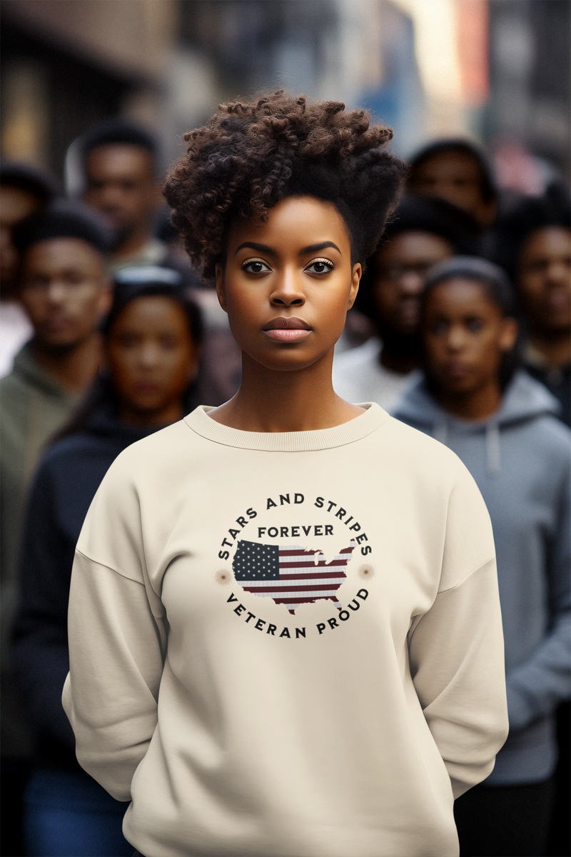 'Stars and Stripes Forever -Veteran Proud-'  Unisex Heavy Blend™ Crewneck Sweatshirt.