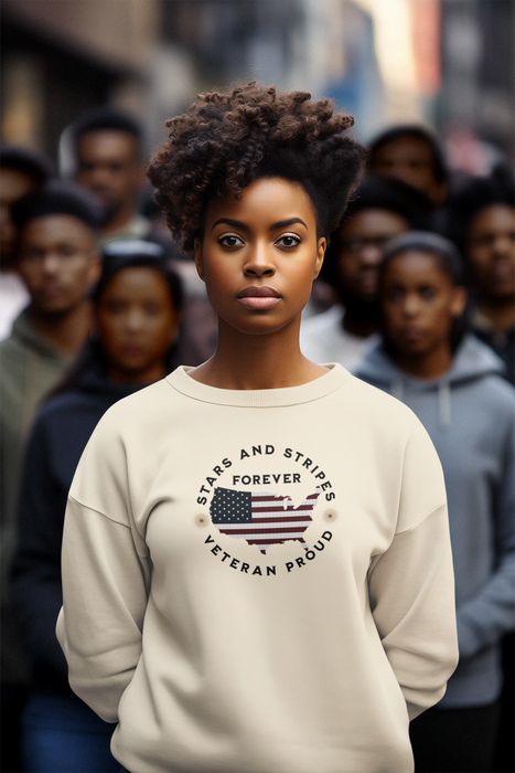 'Stars and Stripes Forever -Veteran Proud-'  Unisex Heavy Blend™ Crewneck Sweatshirt.