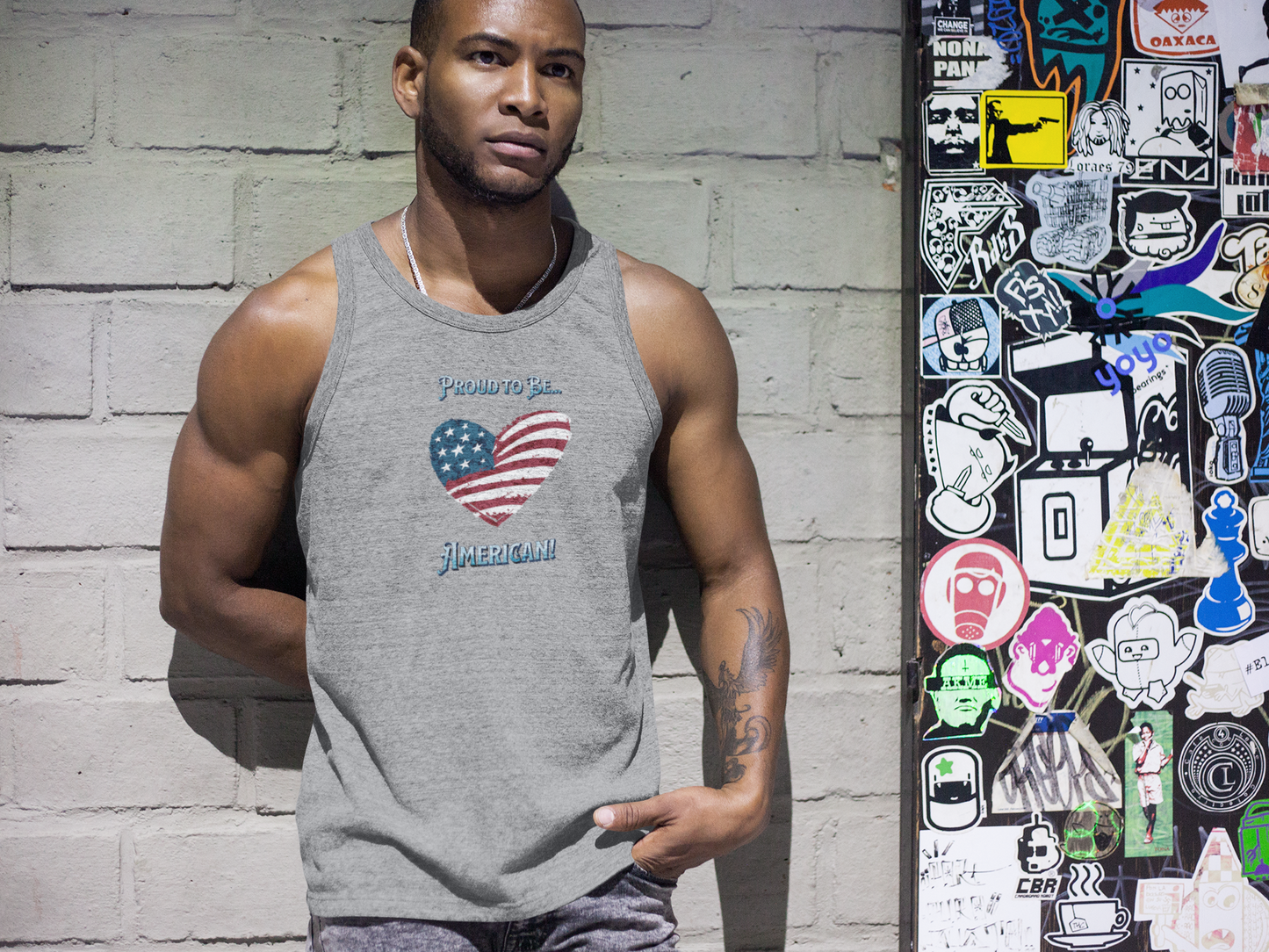 'Proud To Be...American! Unisex Jersey Tank.