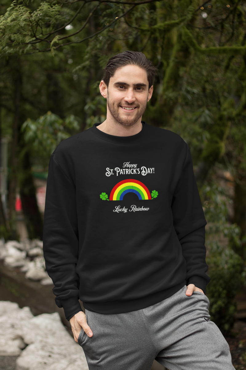 'Happy St. Patrick Day! Lucky Rainbow! Unisex Heavy Blend™ Crewneck Sweatshirt.