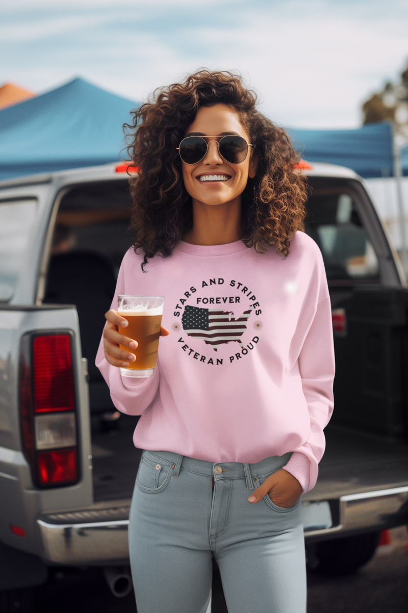'Stars and Stripes Forever -Veteran Proud-'  Unisex Heavy Blend™ Crewneck Sweatshirt.