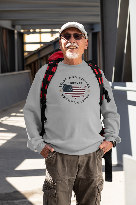 'Stars and Stripes Forever -Veteran Proud-'  Unisex Heavy Blend™ Crewneck Sweatshirt.