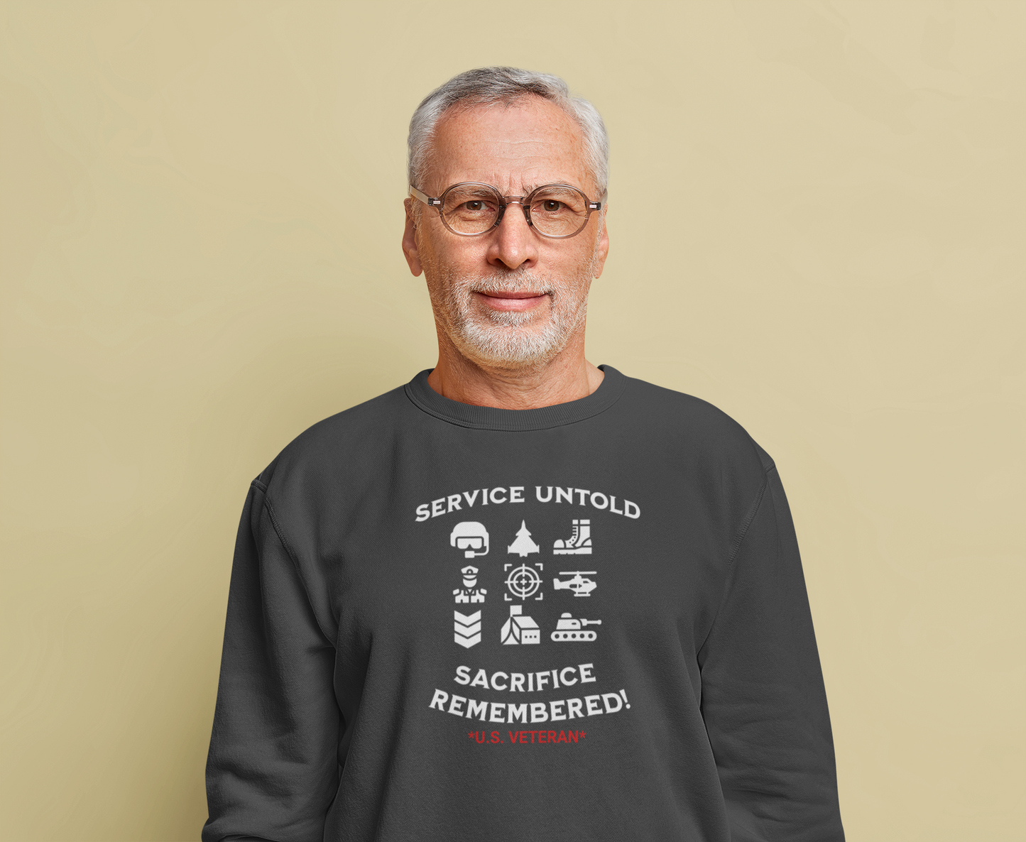 'Service Untold, Sacrifice Remembered! -U.S. Veteran.-'  Unisex Heavy Blend™ Crewneck Sweatshirt.