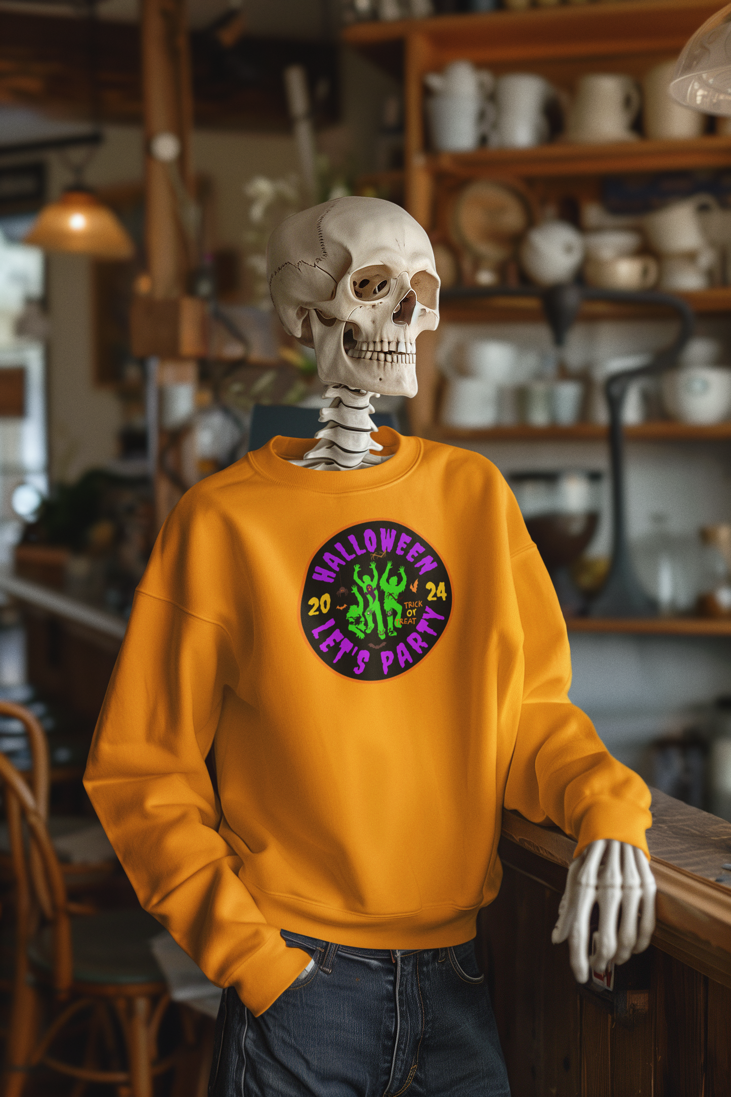 'Halloween 2024-Let's Party' Unisex Heavy Blend™ Crewneck Sweatshirt.