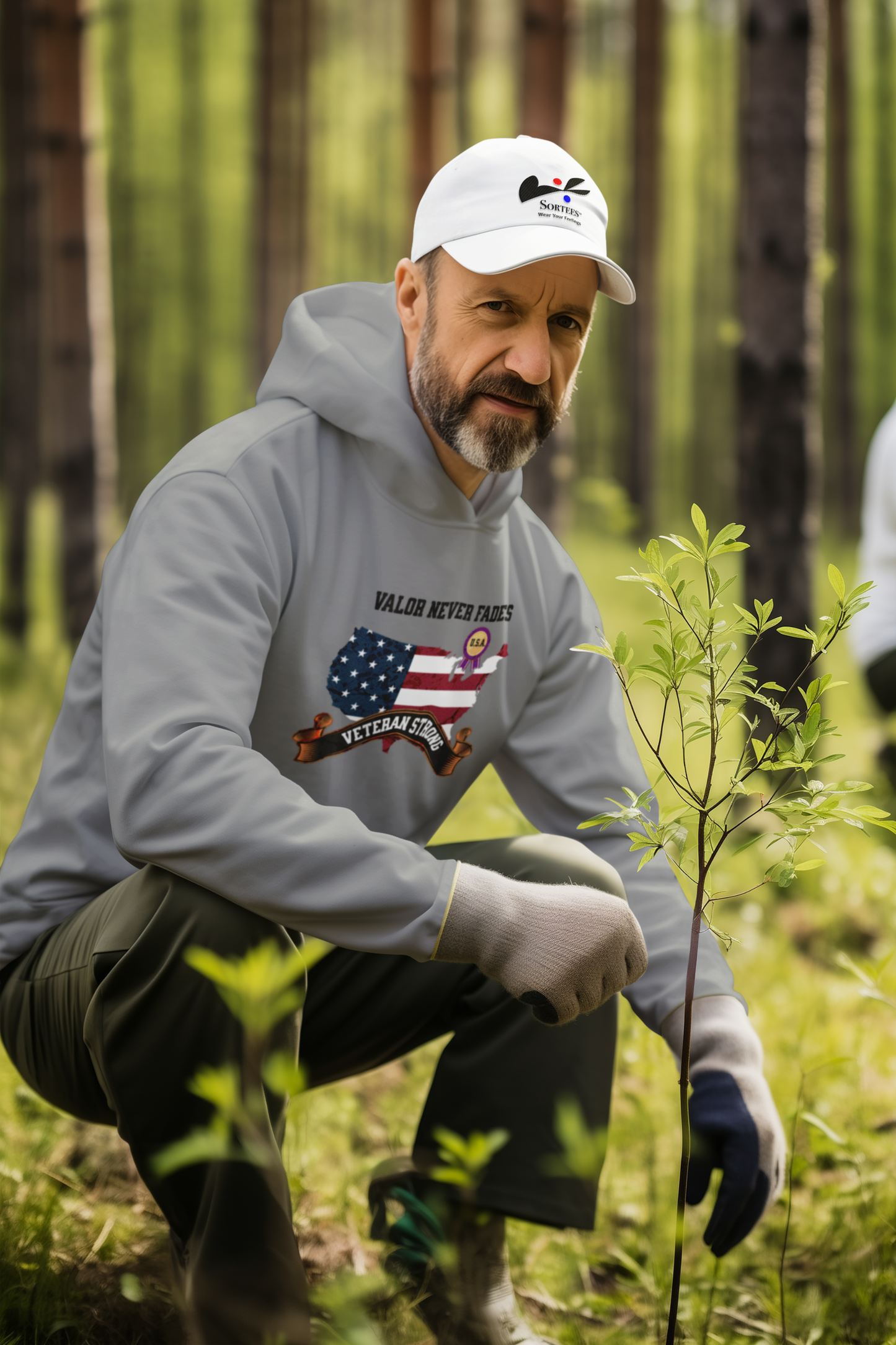 'Valor Never Fades, Veteran Strong' Unisex Heavy Blend™ Hooded Sweatshirt.