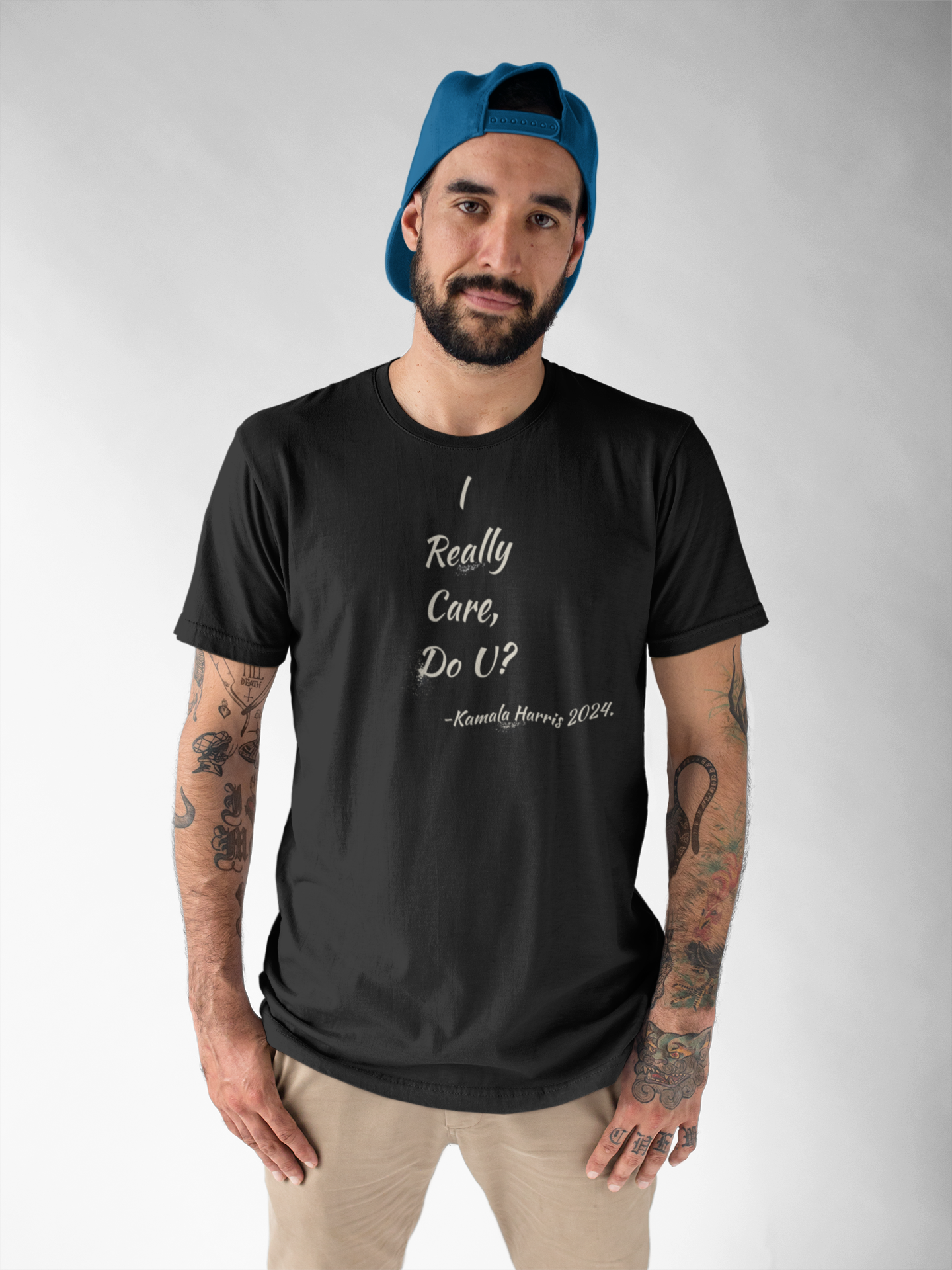 ' I Really Care, Do U? Kamala Harris 2024.' Unisex Heavy Cotton Tee.