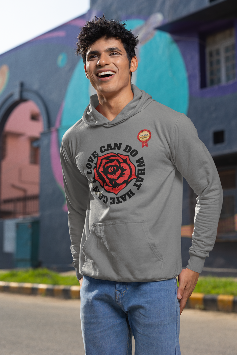 'Love Can Do What Hate Can't' Heavy Blend™ Hooded Sweatshirt.