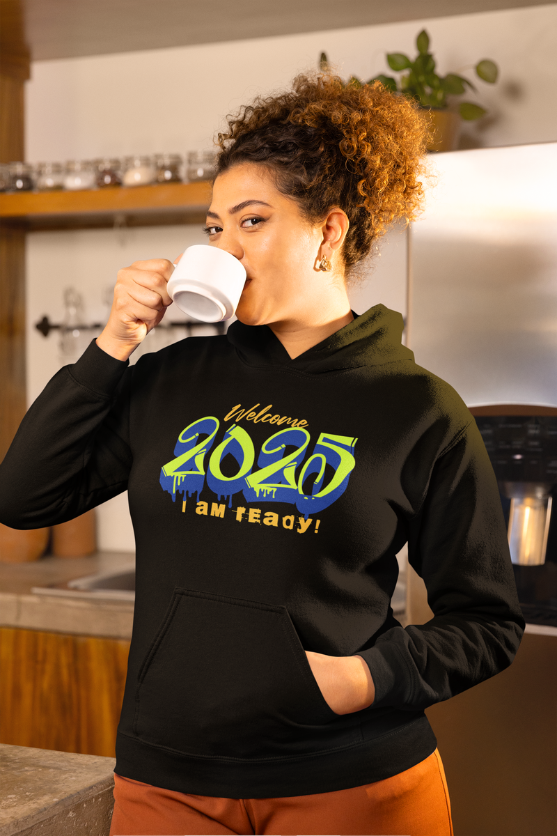 'Welcome 2025, I Am Ready' Unisex Heavy Blend™ Hooded Sweatshirt.