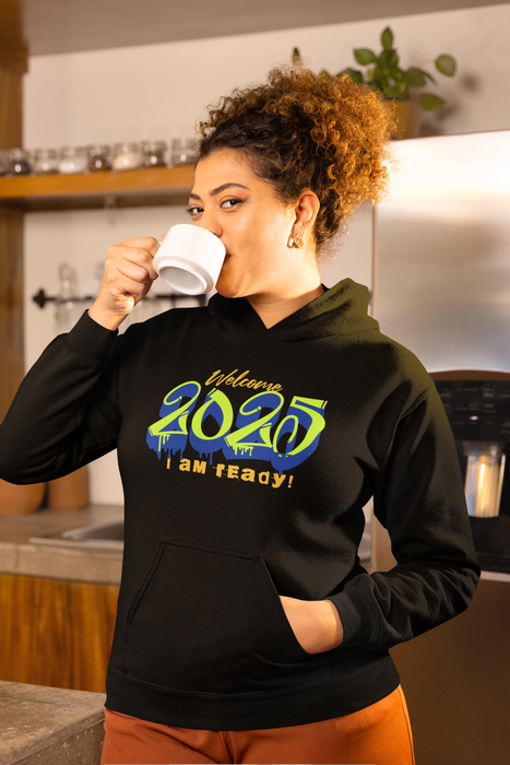 'Welcome 2025, I Am Ready' Unisex Heavy Blend™ Hooded Sweatshirt.