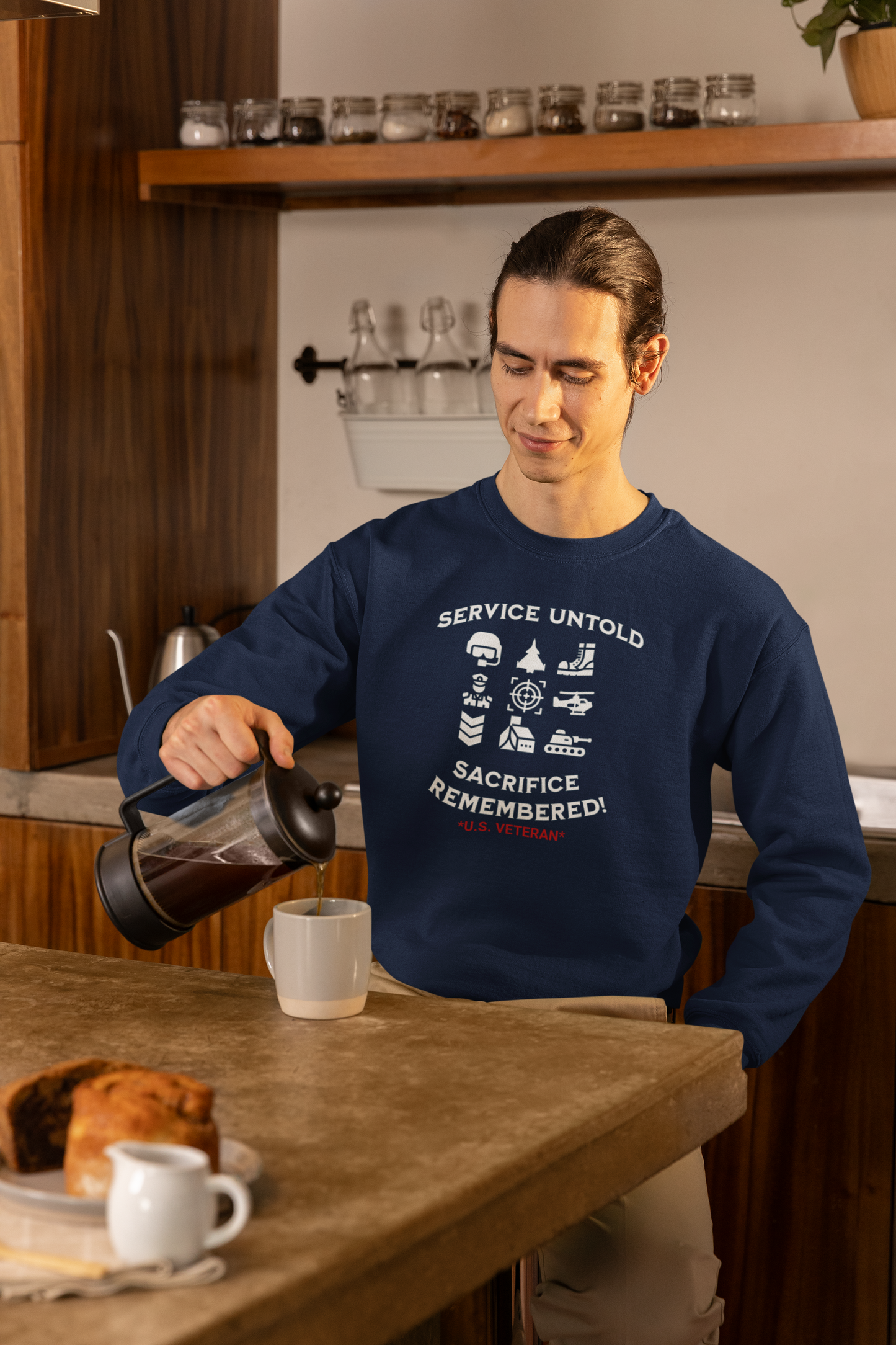 'Service Untold, Sacrifice Remembered! -U.S. Veteran.-'  Unisex Heavy Blend™ Crewneck Sweatshirt.