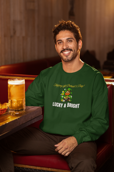 'Happy St. Patrick's Day! Lucky & Bright' Unisex Heavy Blend™ Crewneck Sweatshirt.