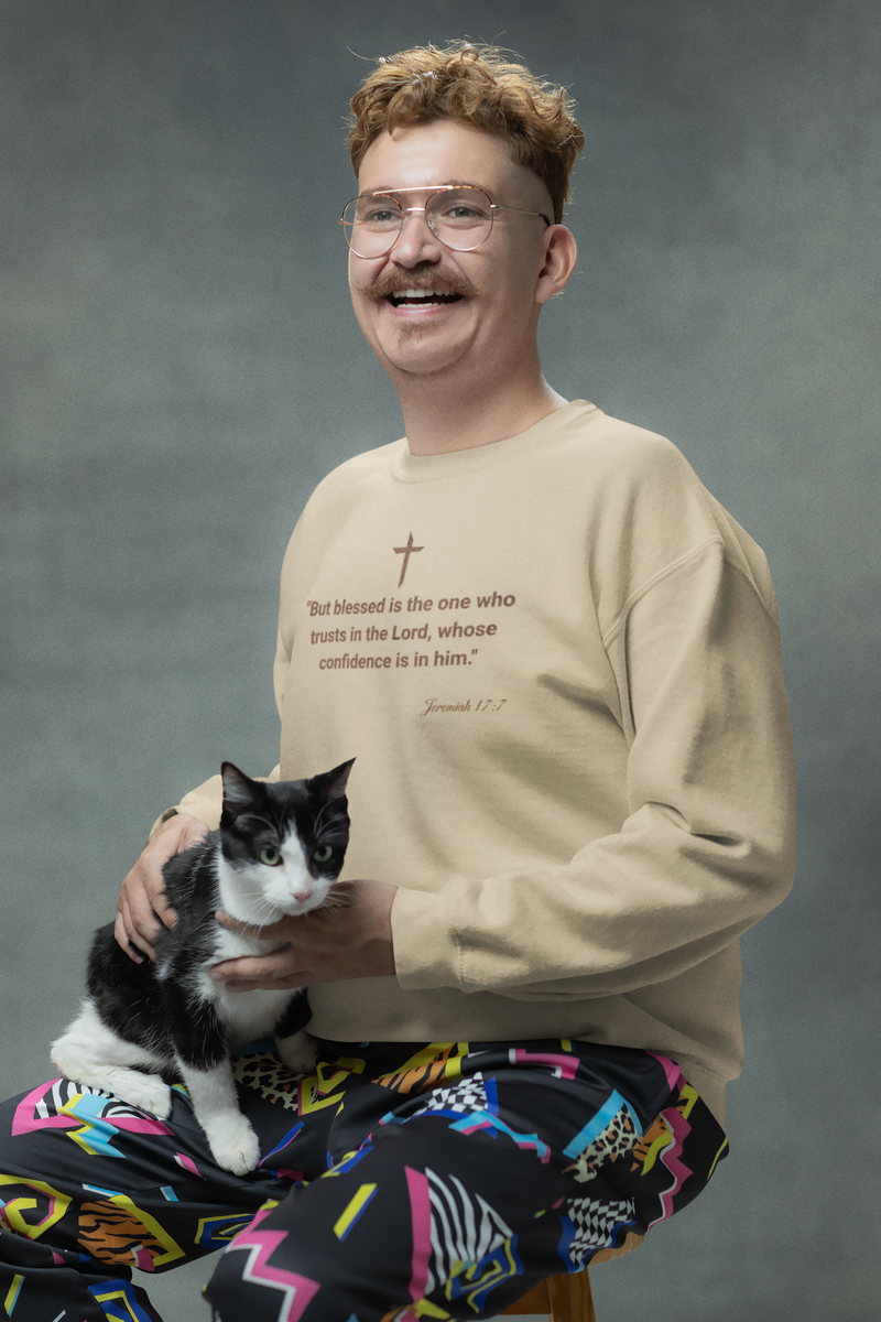 'But Blessed Is The One Who Trust In The Lord, Whose Confidence Is In Him." Jeremiah 17:7 Unisex Heavy Blend™ Crewneck Sweatshirt.