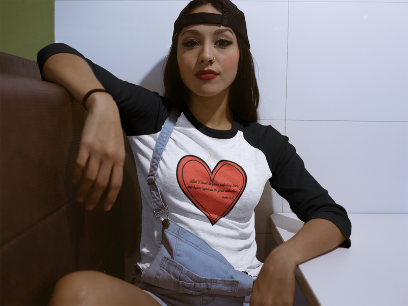 'But I trust in your unfailing love; my heart rejoices in your salvation" Psalm 13:5 Unisex 3\4 Sleeve Baseball Tee.