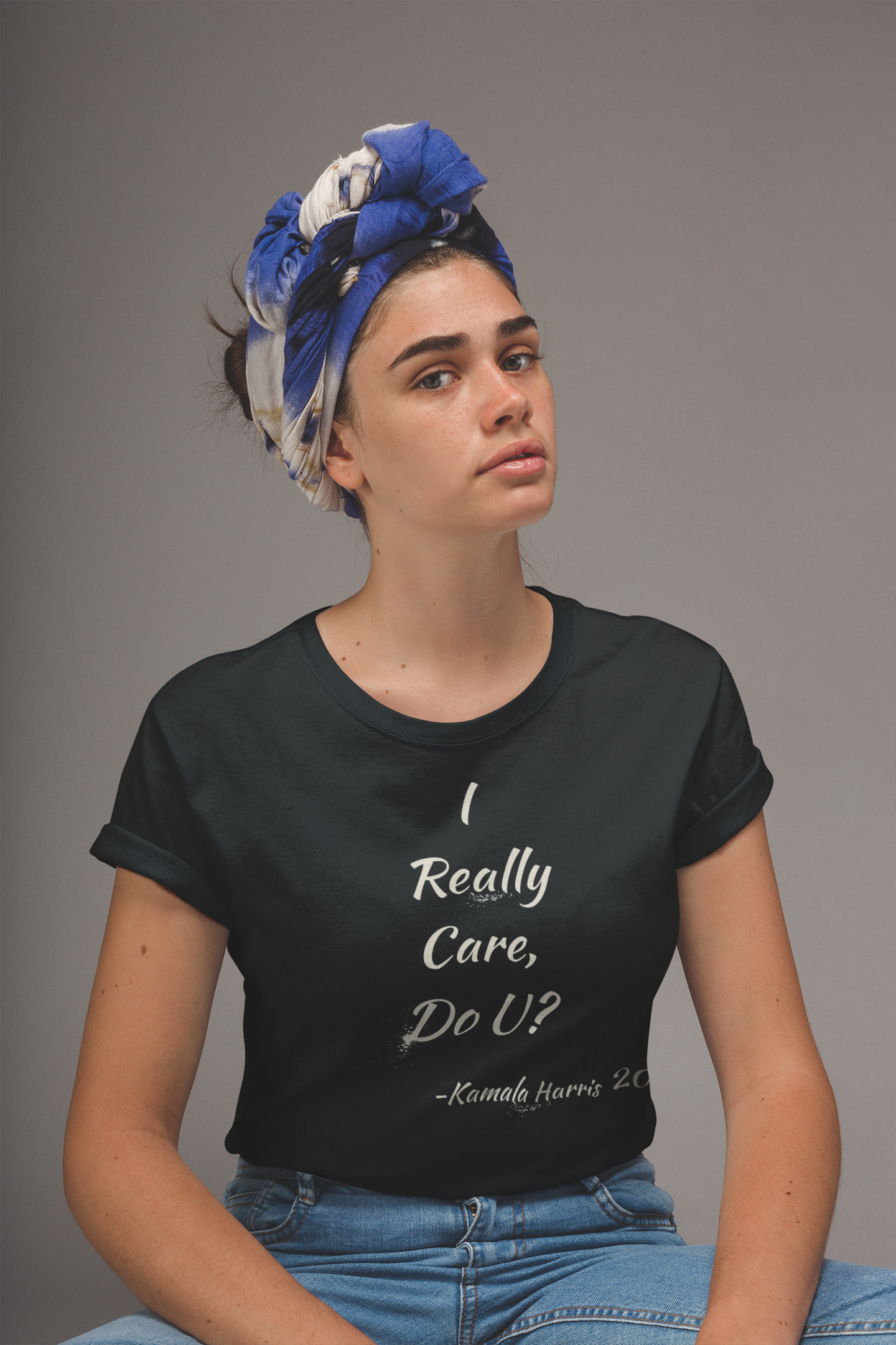 ' I Really Care, Do U? Kamala Harris 2024.' Unisex Heavy Cotton Tee.