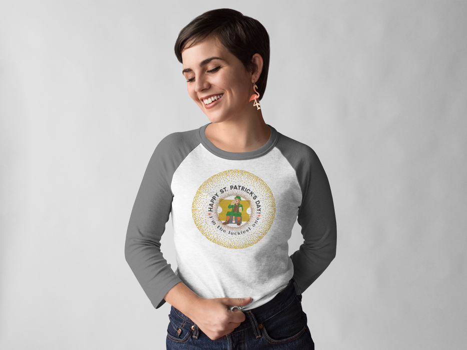 'Happy St. Patrick Day! I'm The Luckiest One!' Unisex 3\4 Sleeve Baseball Tee.