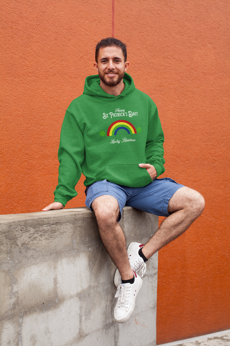 'Happy St. Patrick's Day!...Lucky Rainbow!' Unisex Heavy Blend™ Hooded Sweatshirt.