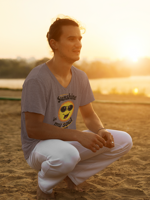 'Sunshine in my Soul Today' Unisex Jersey Short Sleeve V-Neck Tee.