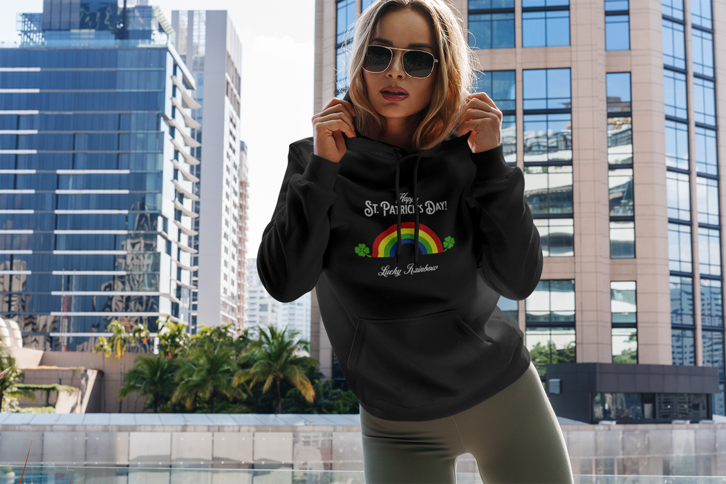 'Happy St. Patrick's Day!...Lucky Rainbow!' Unisex Heavy Blend™ Hooded Sweatshirt.