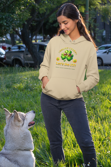 'Feeling Lucky?! Let's Do It! Happy Saint Patrick's Day' Unisex Heavy Blend™ Hooded Sweatshirt.