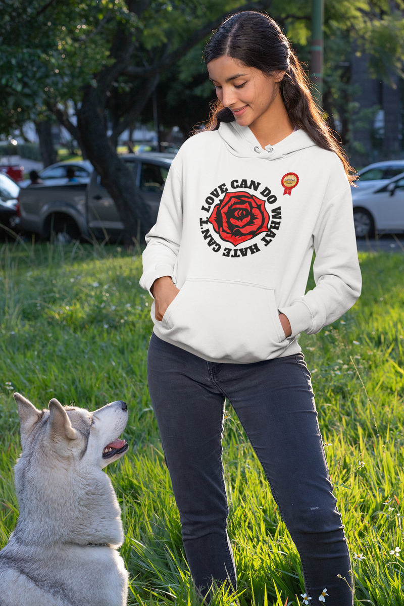 'Love Can Do What Hate Can't' Heavy Blend™ Hooded Sweatshirt.