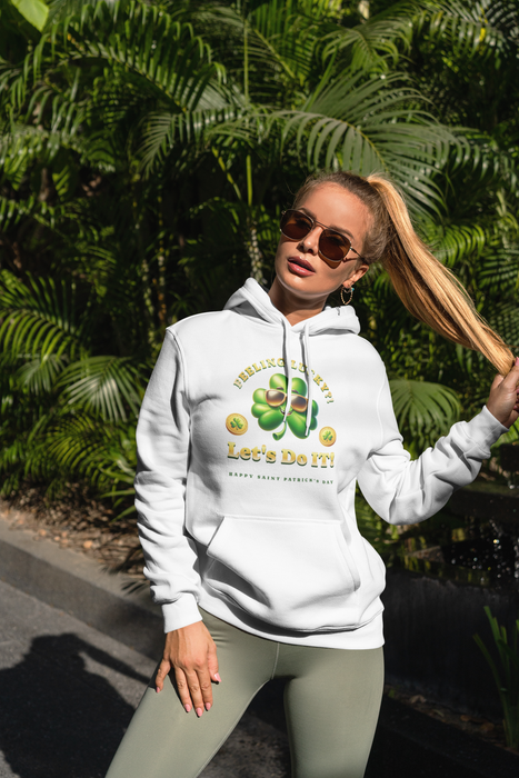 'Feeling Lucky?! Let's Do It! Happy Saint Patrick's Day' Unisex Heavy Blend™ Hooded Sweatshirt.