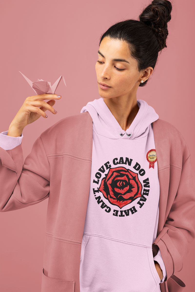'Love Can Do What Hate Can't' Heavy Blend™ Hooded Sweatshirt.